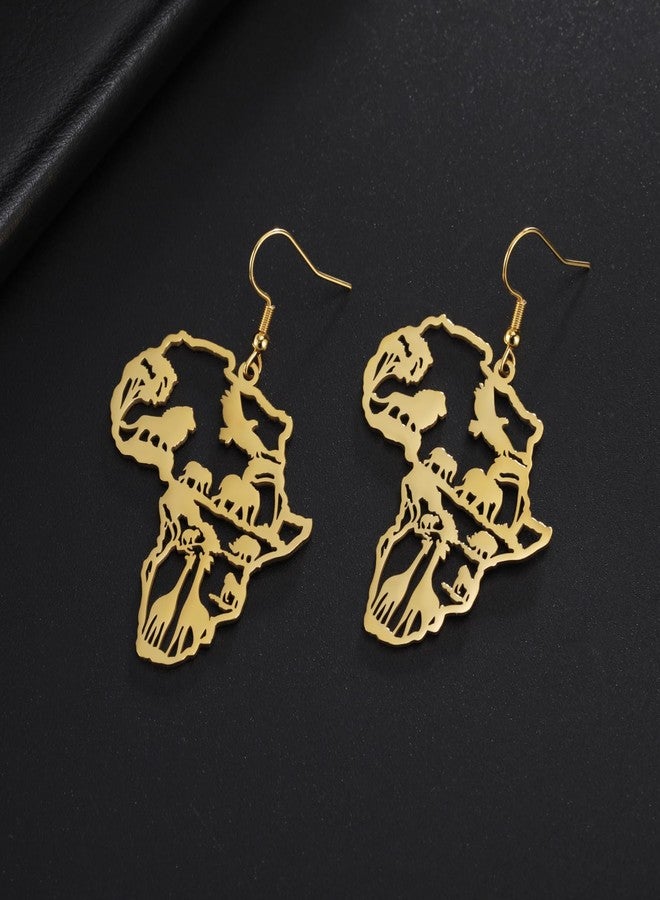 SANDOO African Animals Hollow Out Earrings - Map of Africa Dangle Earrings for Black Women, History Attire Jewelry Accessories - Image 3